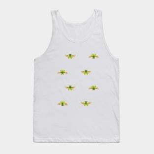 Light Open Simple Green Beetle Pattern Tank Top